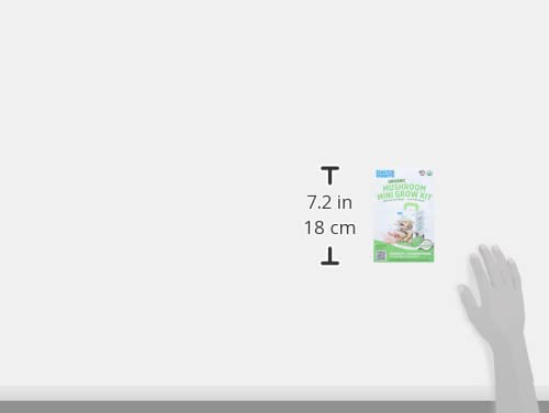Measurement of a gardening product packaging with a hand for scale on a white background