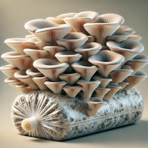Fungus-like sculpture with a textured base on a neutral background